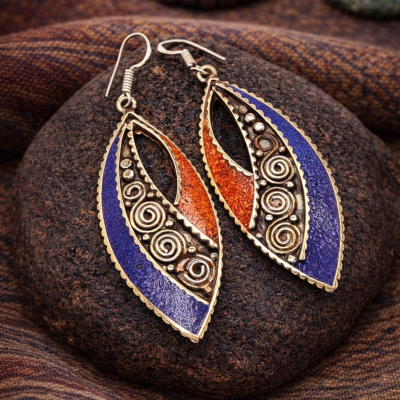 Nepalese Lapiz Lazuli Teardrop Earrings