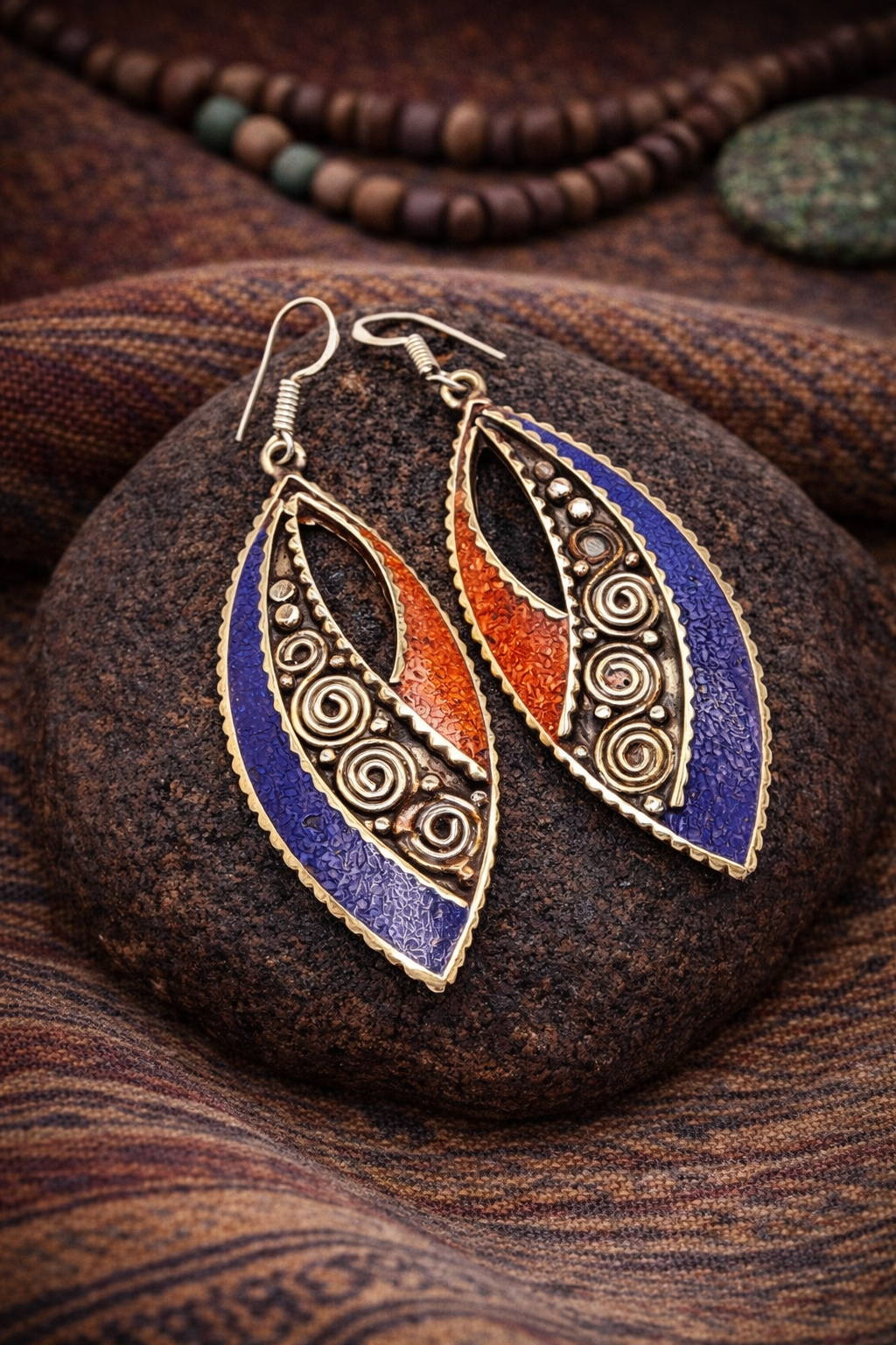 Nepalese Lapiz Lazuli Teardrop Earrings