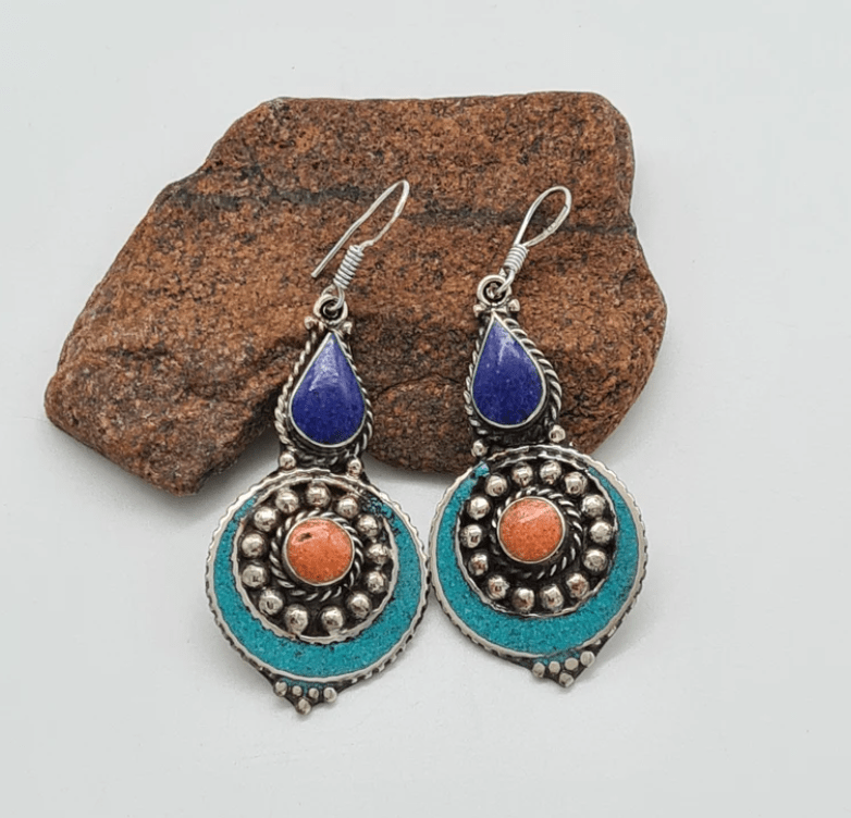 Ethnic Turquoise Coral earrings