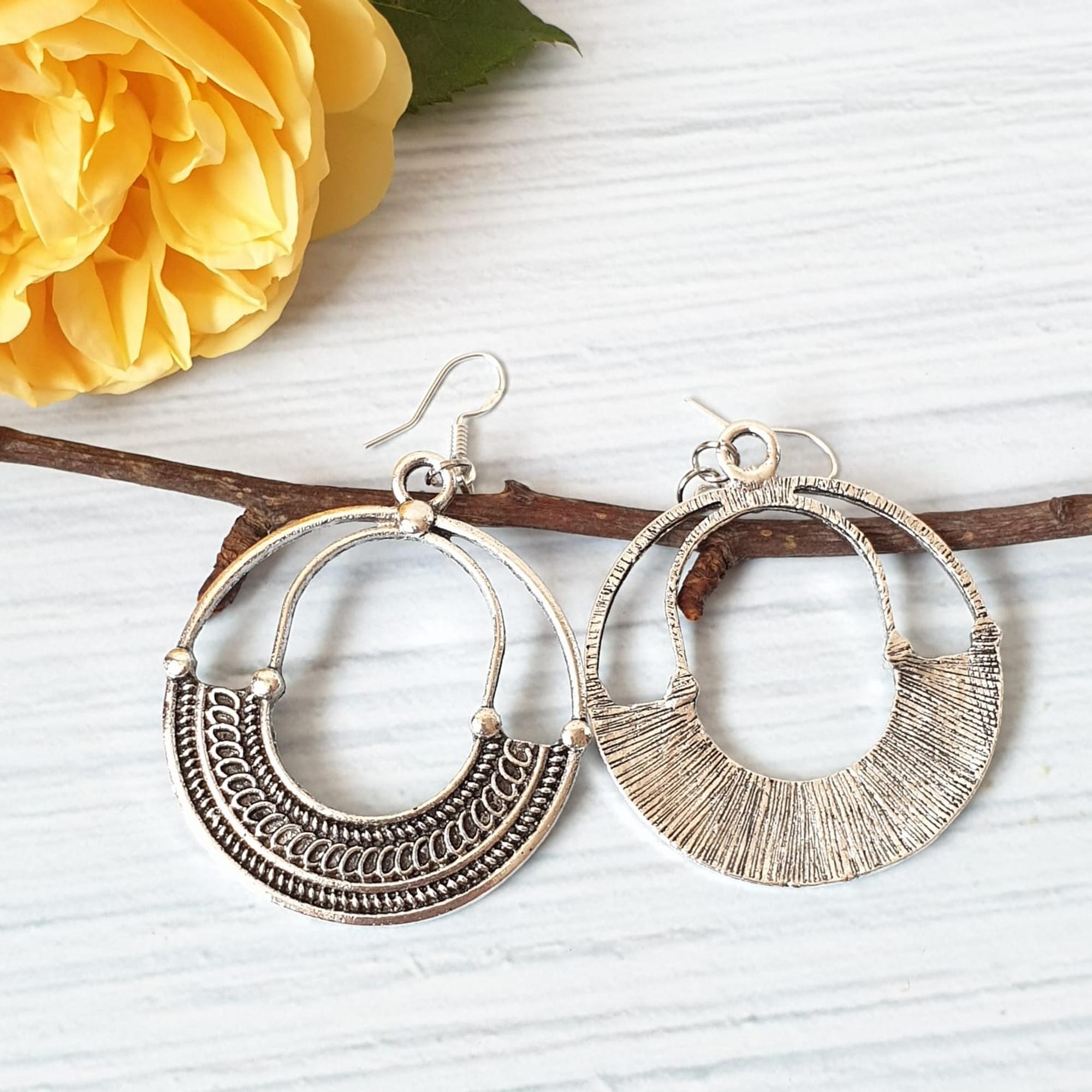 Tribal Boho Hoop Earrings - Image 2