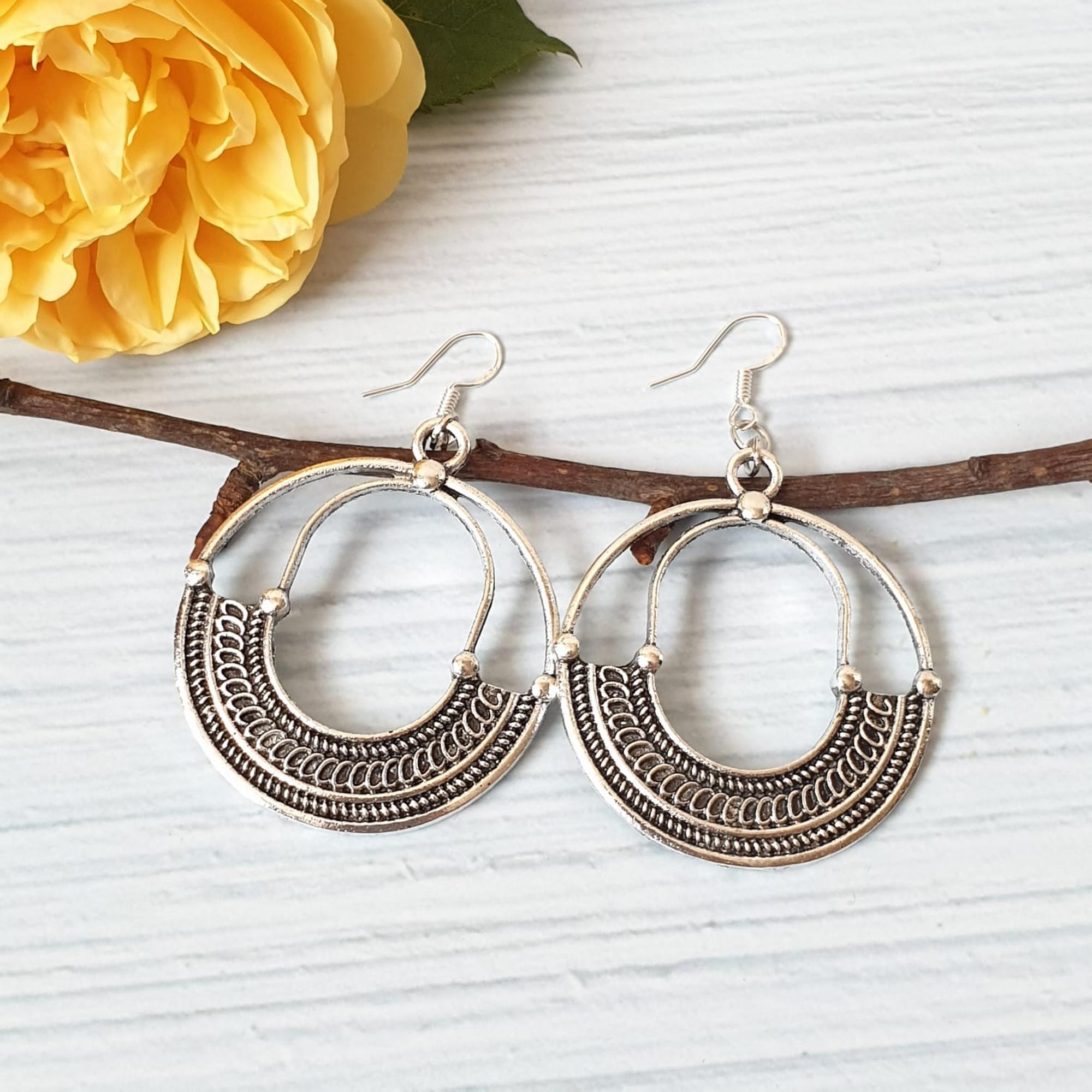 Tribal Boho Hoop Earrings
