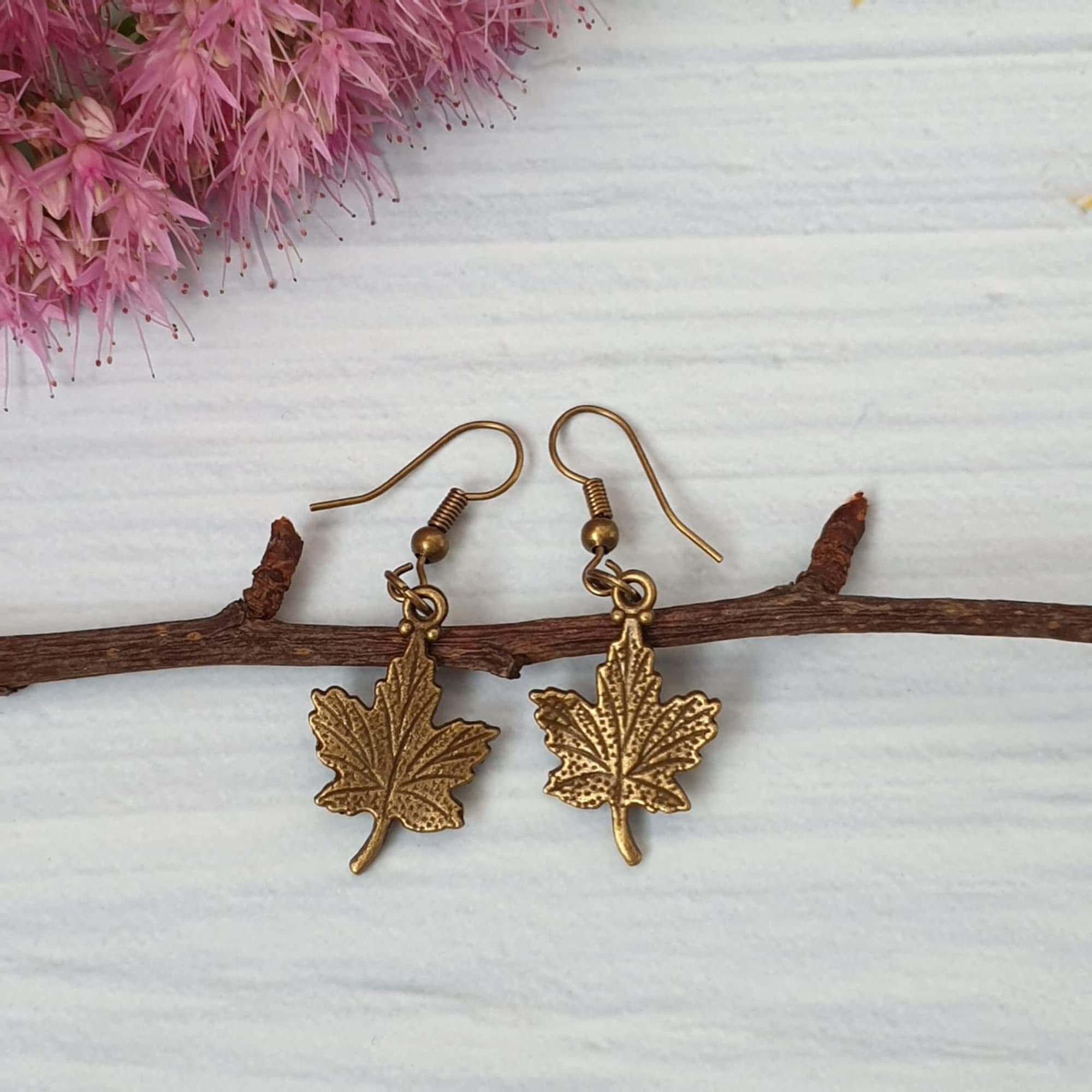 Maple Leaf Necklace And Earrings, Bronze Leaf, Halloween Autumn Jewellery, Nature Lover, Bohemian Pendant/Earrings, Autumn Gift - Image 7