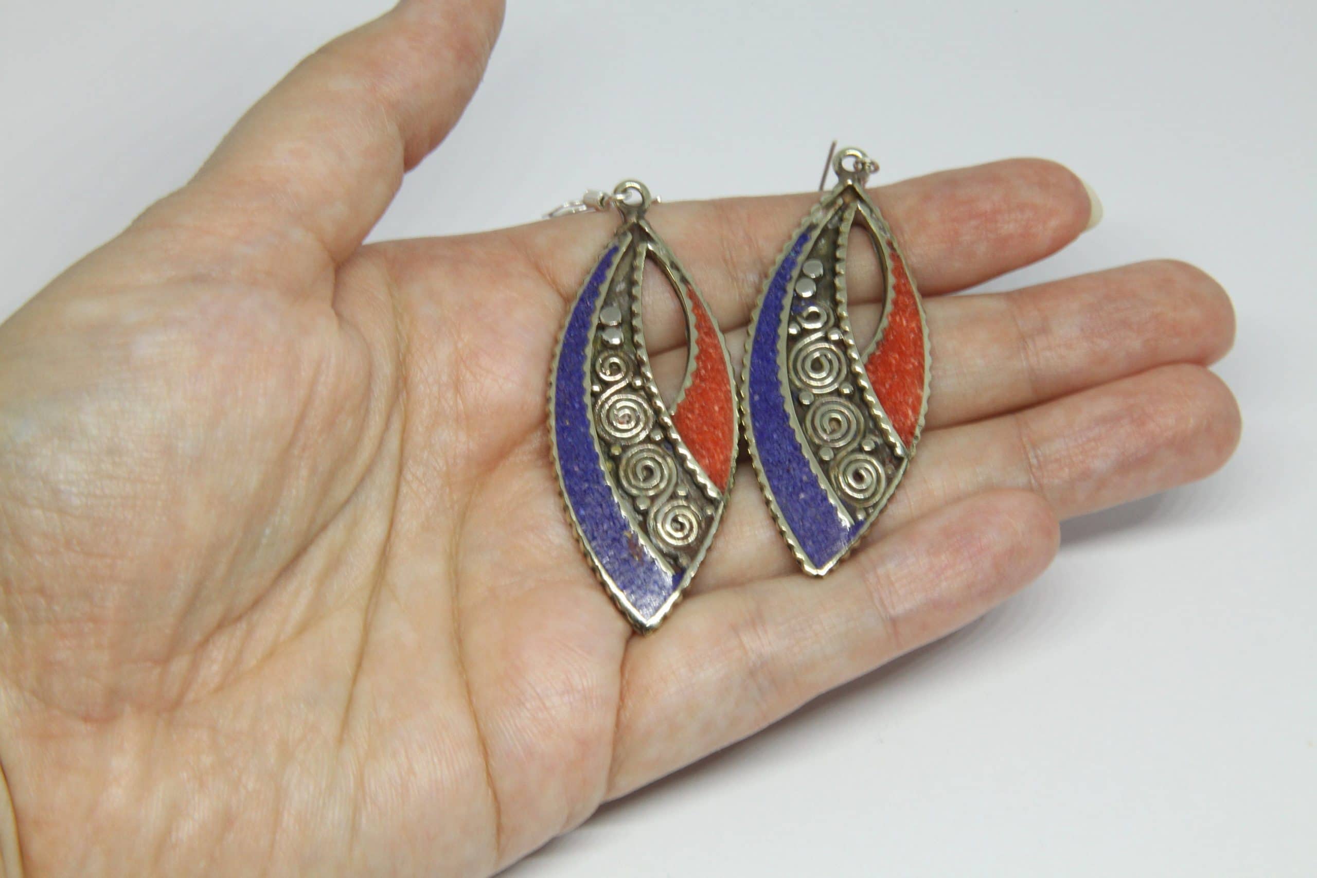 Nepalese Lapiz Lazuli Teardrop Earrings - Image 6