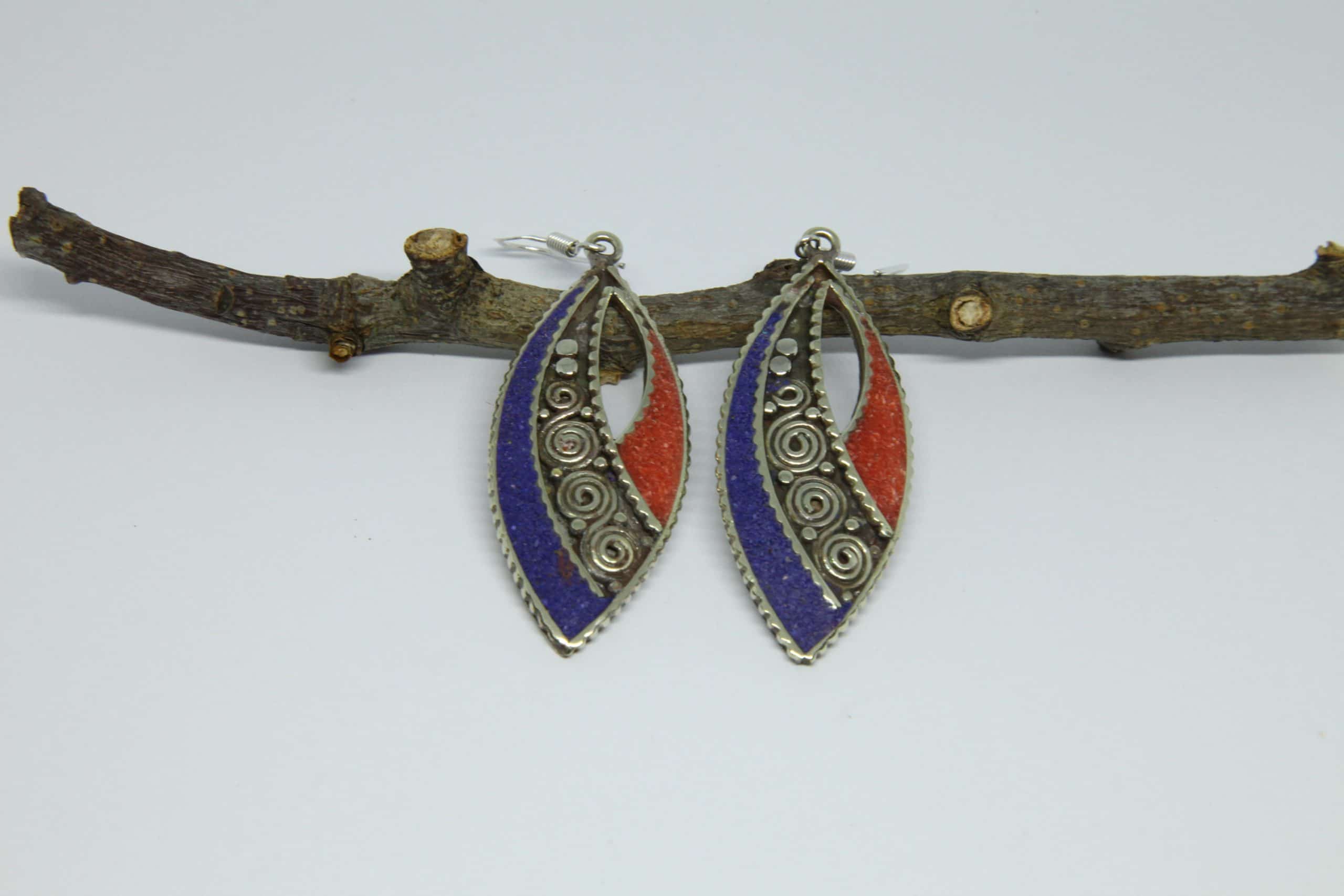 Nepalese Lapiz Lazuli Teardrop Earrings - Image 2
