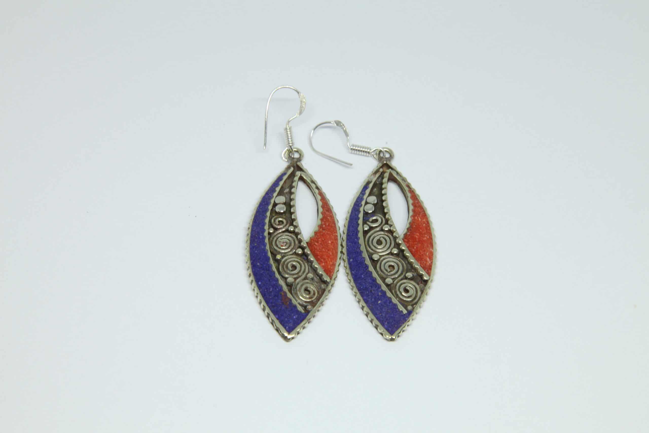 Nepalese Lapiz Lazuli Teardrop Earrings - Image 3