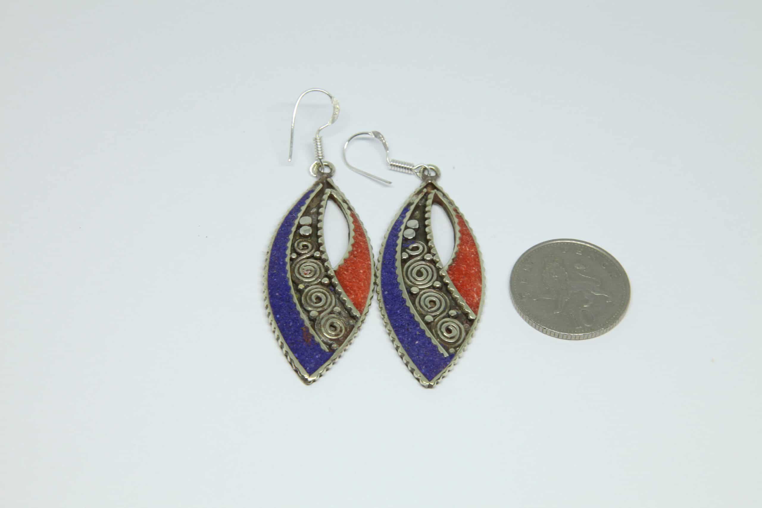 Nepalese Lapiz Lazuli Teardrop Earrings - Image 4