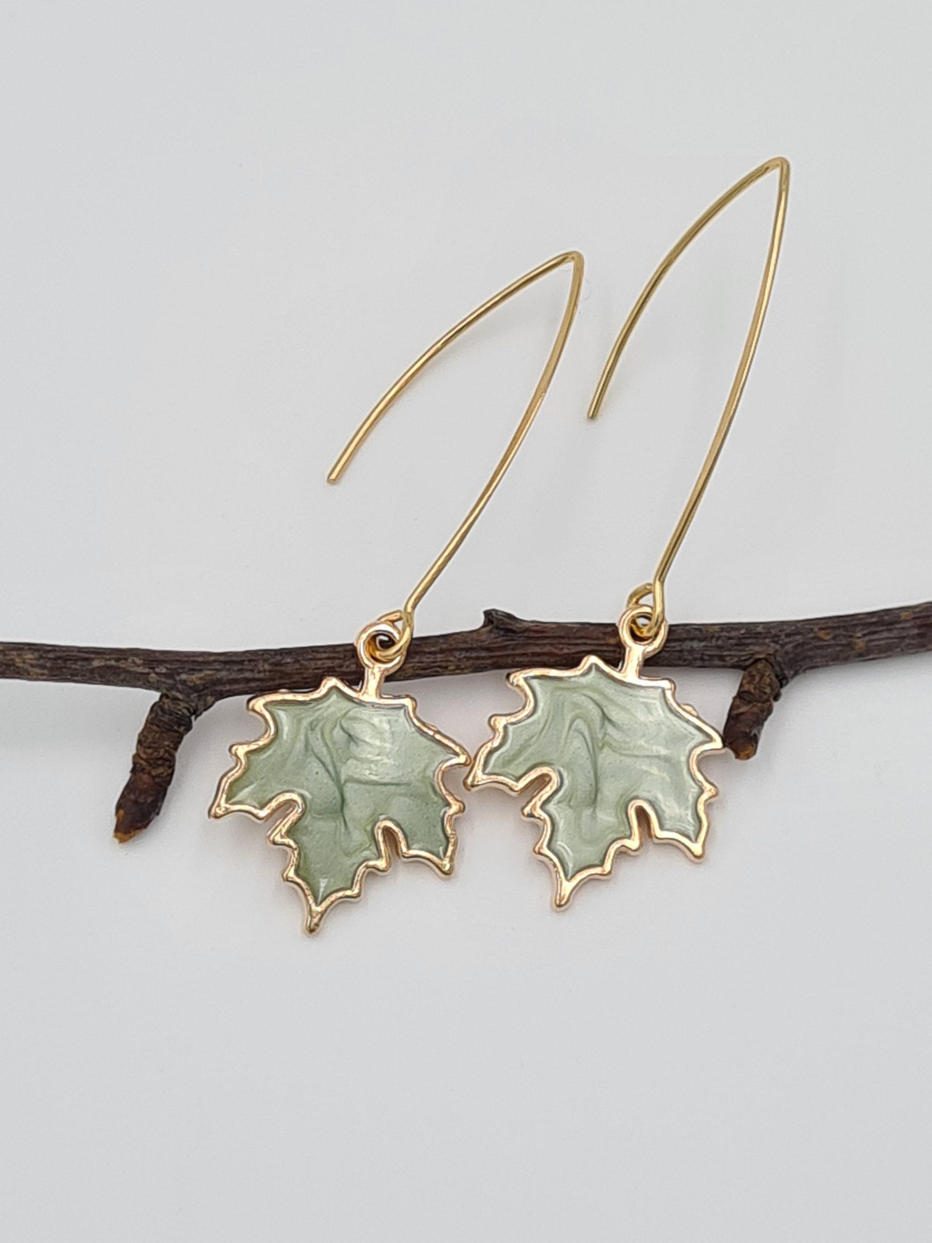 Gold Plated Maple Leaf Earrings - Image 2