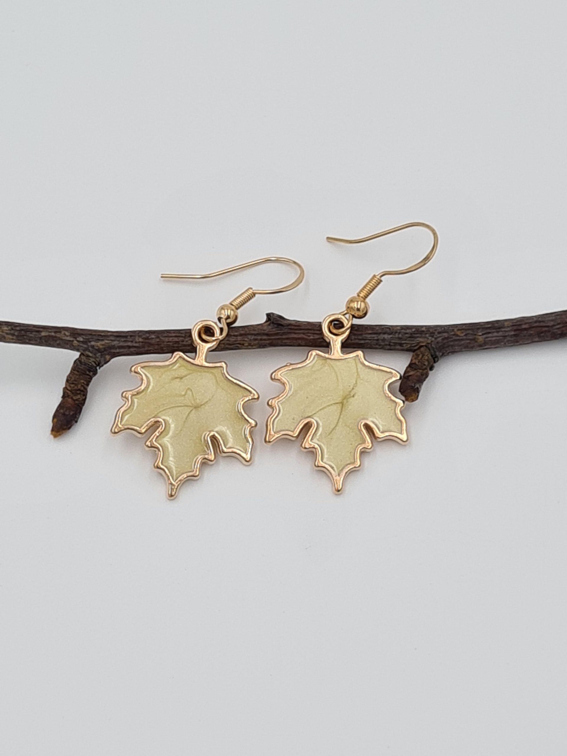 Gold Plated Maple Leaf Earrings - Image 4