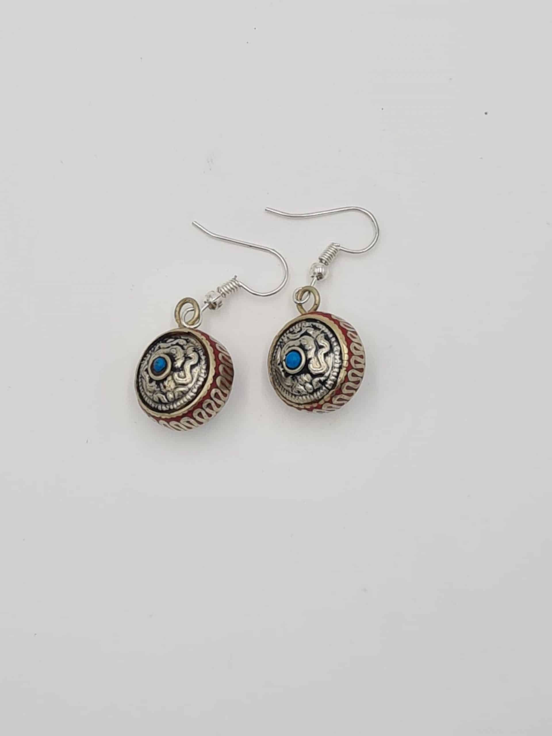 Ethnic Boho Round Earrings, Nepalese Hoop Earrings, Turquoise Coral Lapiz lazuli Earrings, Boho Gypsy style, Statement Earrings - Image 8