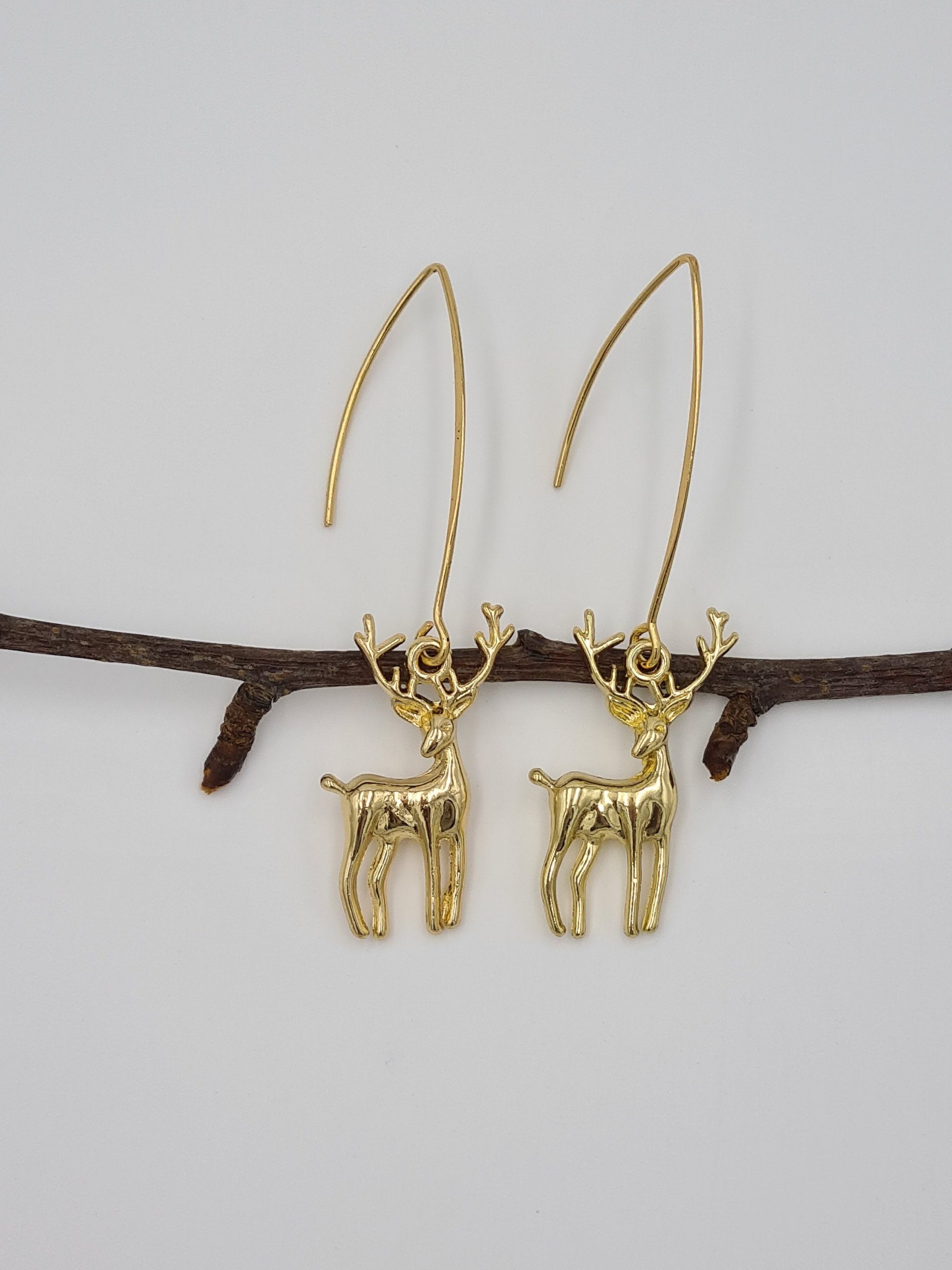 Gold Reindeer Earrings