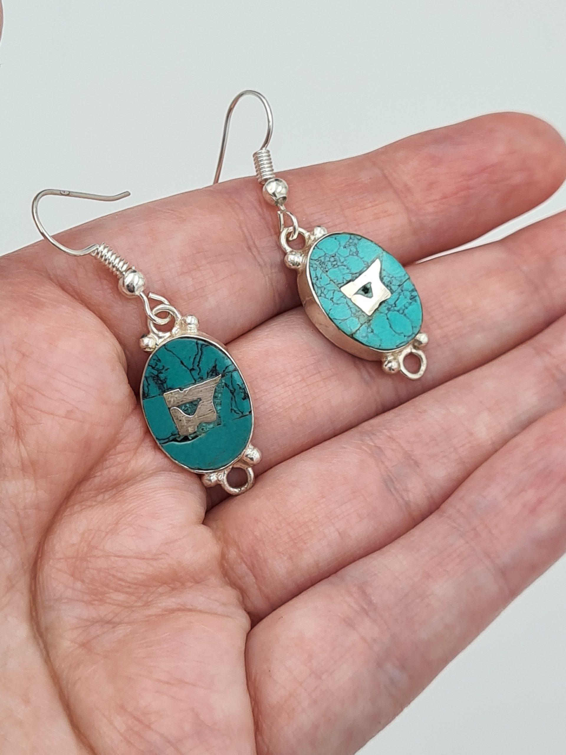 Turquoise Mantra Earrings - Image 4
