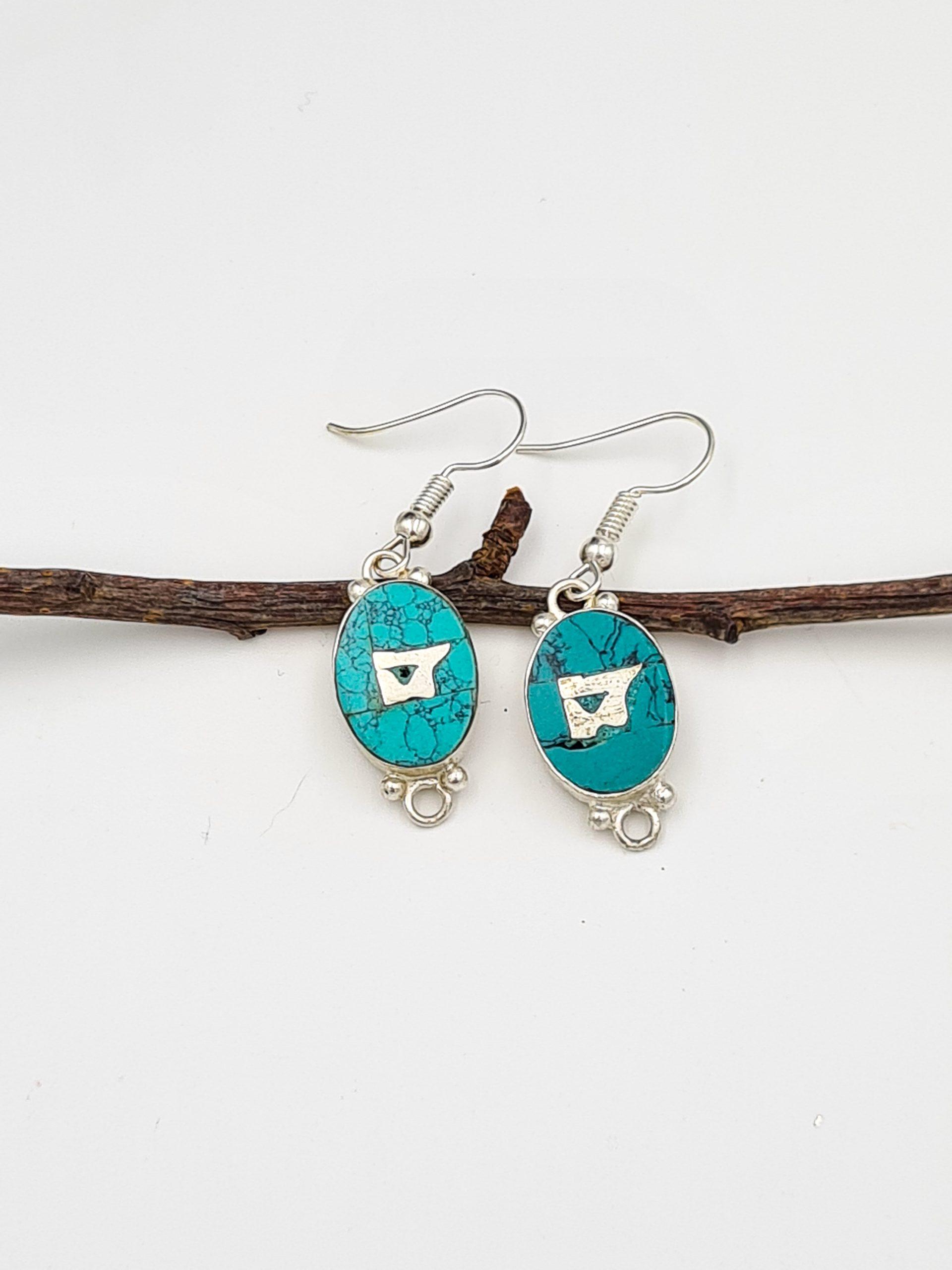 Turquoise Mantra Earrings - Image 3