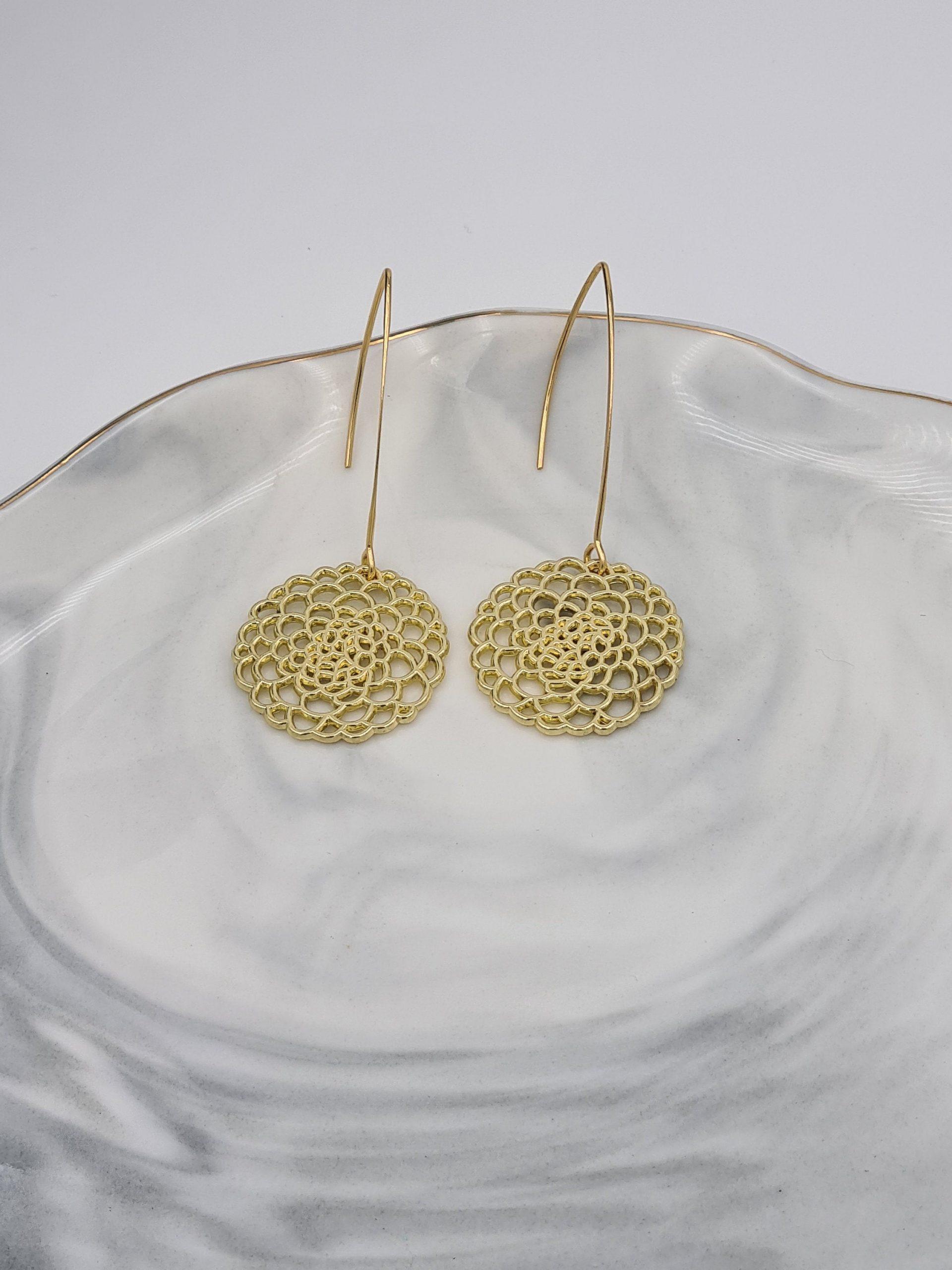 Gold Plated Filigree Hoop Earrings - Image 2