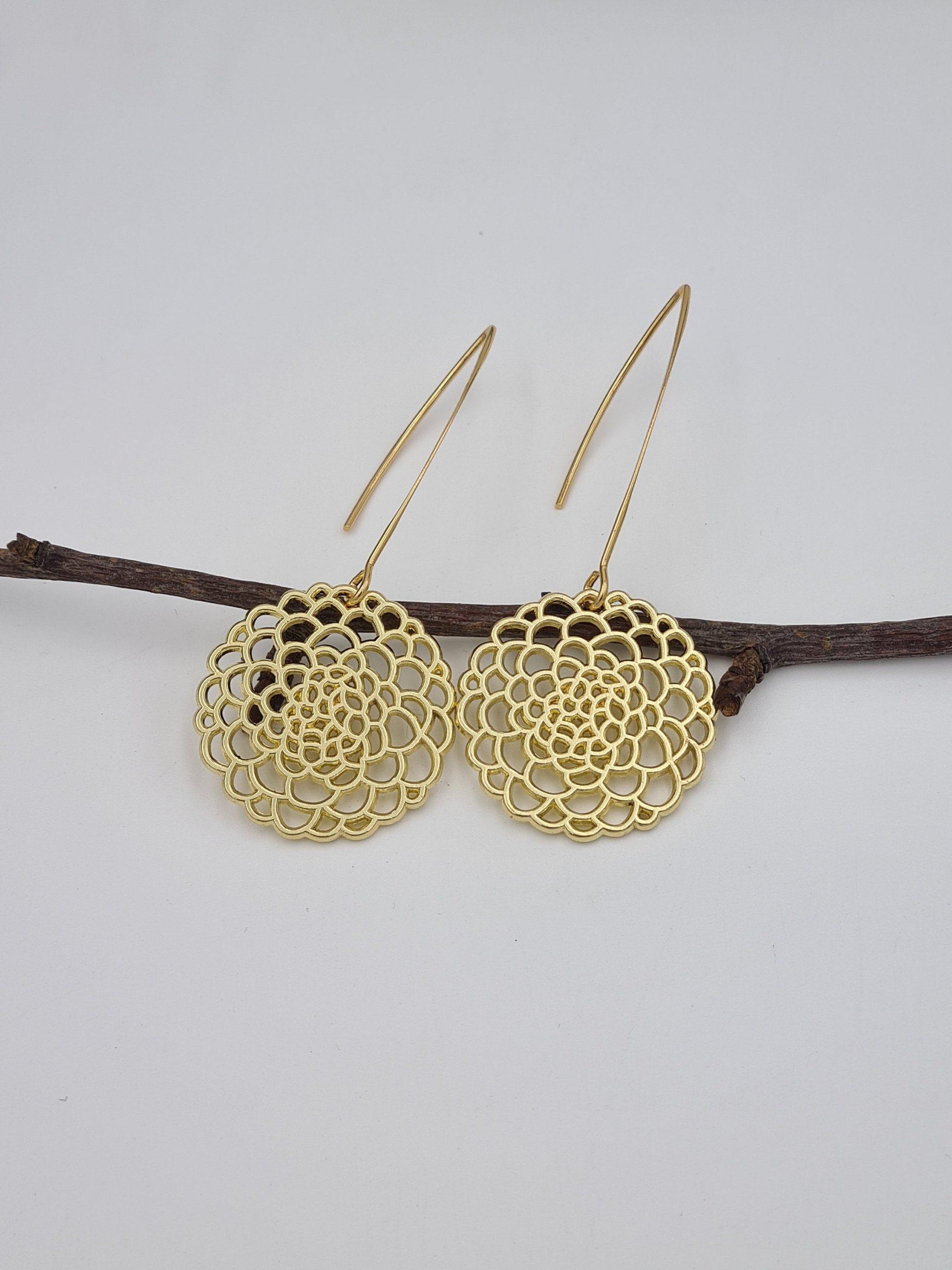 Gold Plated Filigree Hoop Earrings