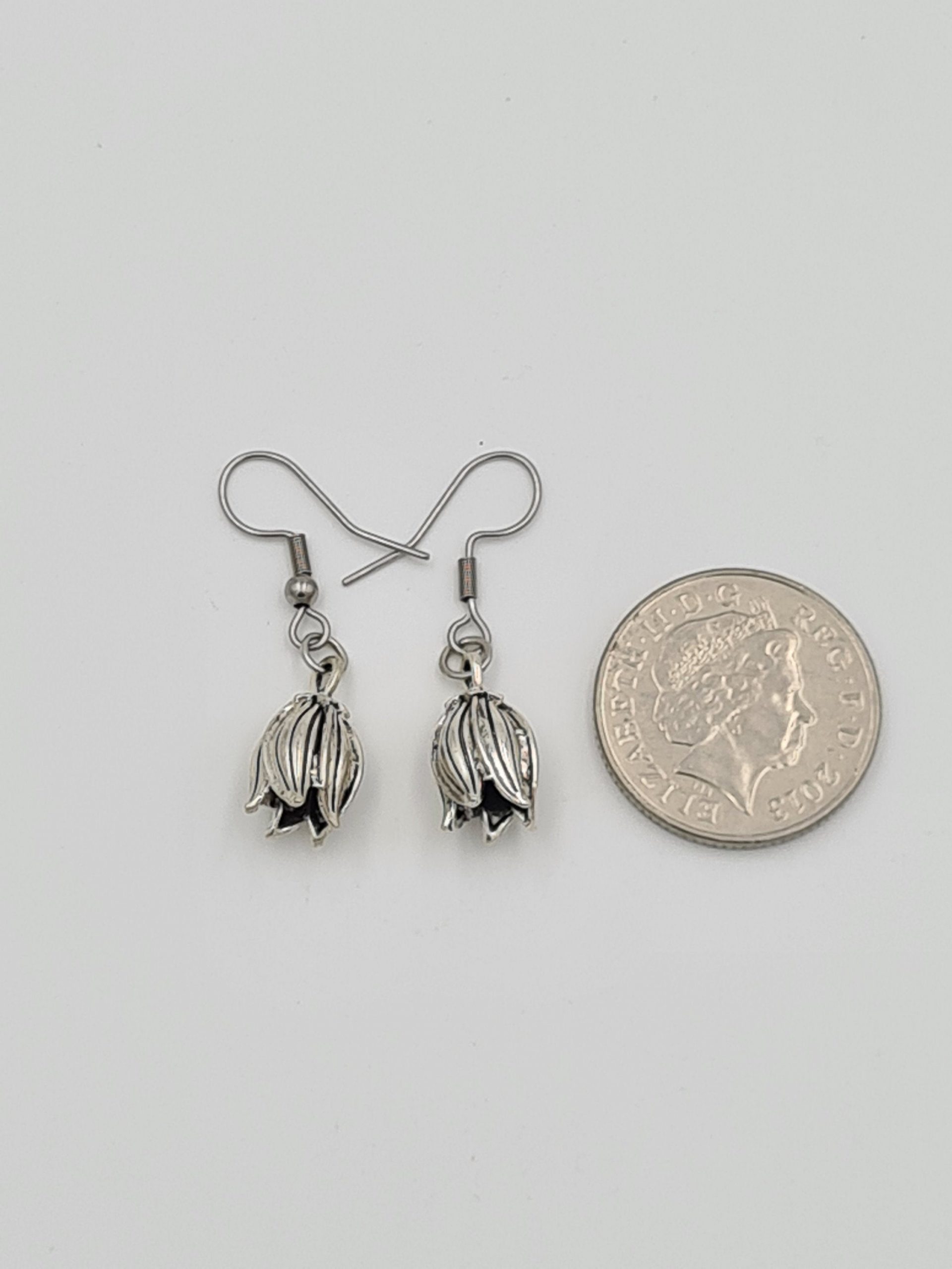 Silver Flower Bud Earrings - Image 3