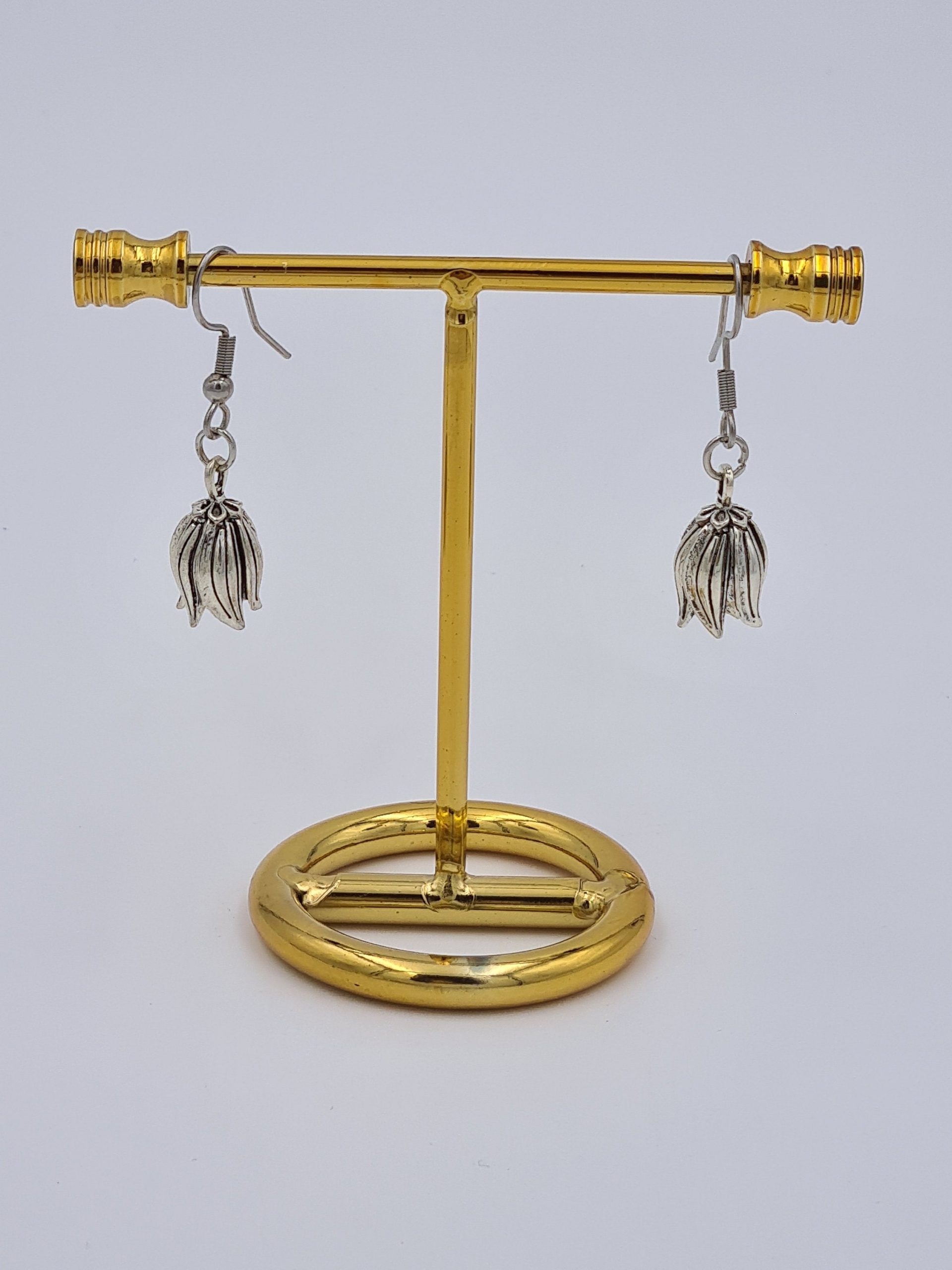 Silver Flower Bud Earrings - Image 4