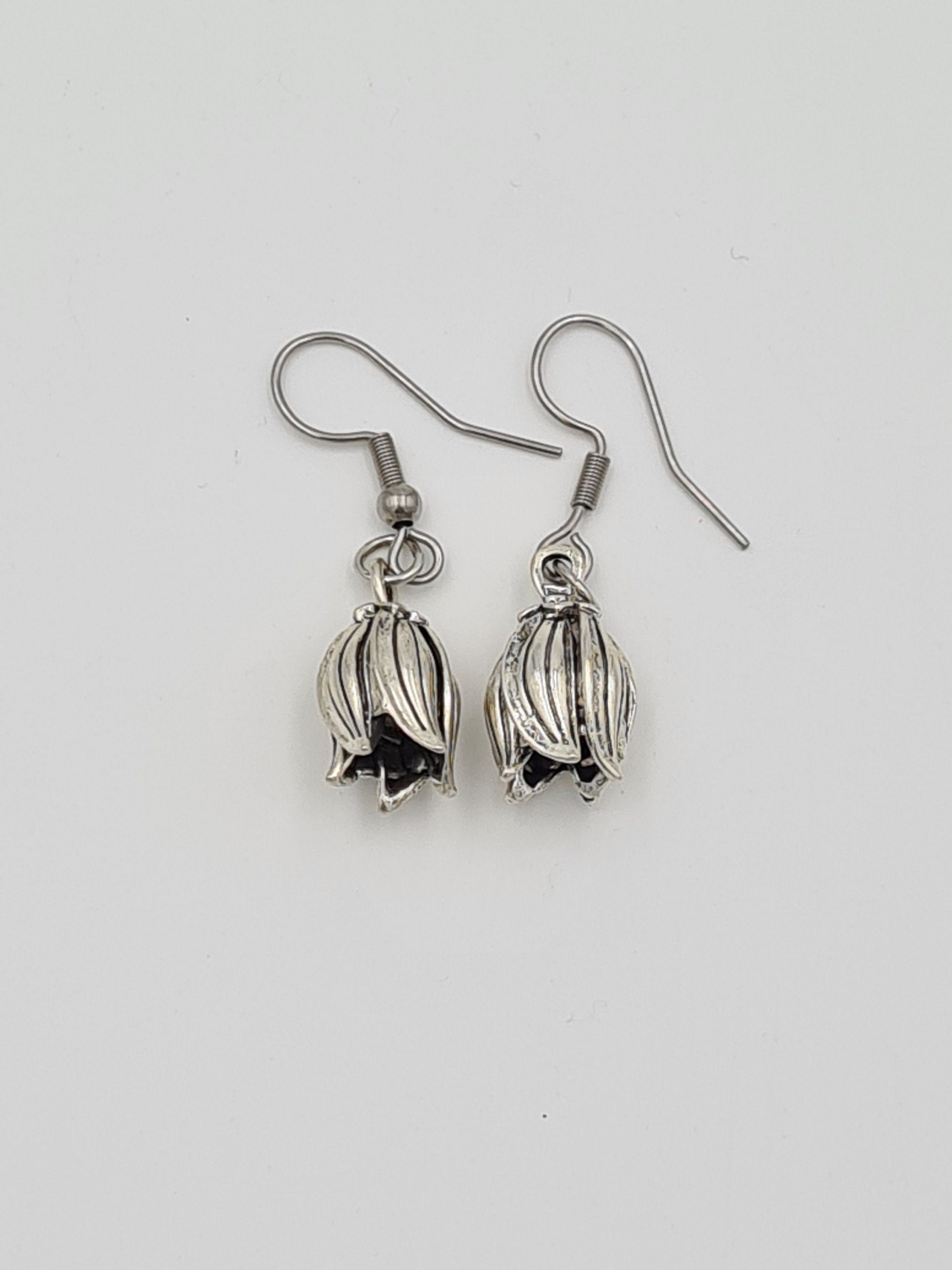 Silver Flower Bud Earrings - Image 6