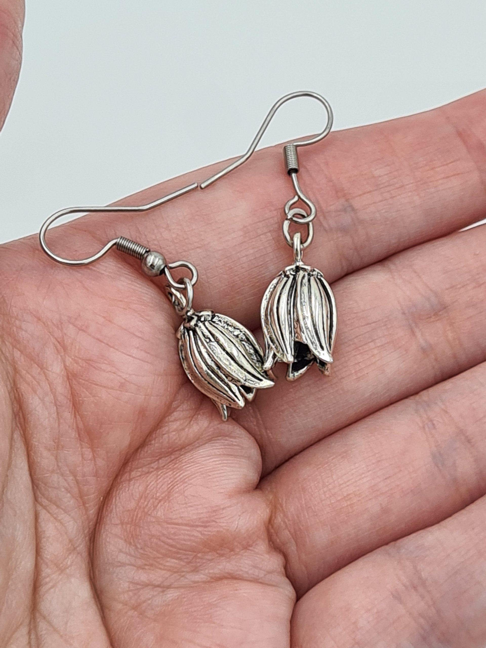 Silver Flower Bud Earrings - Image 7