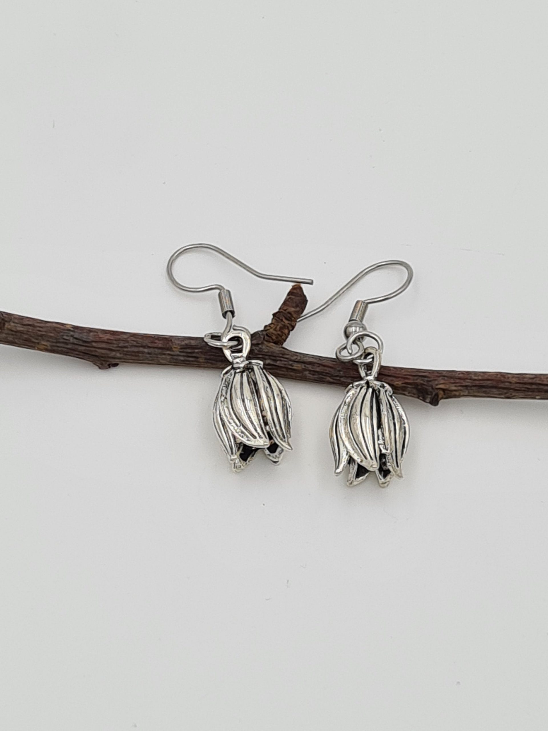 Silver Flower Bud Earrings - Image 5
