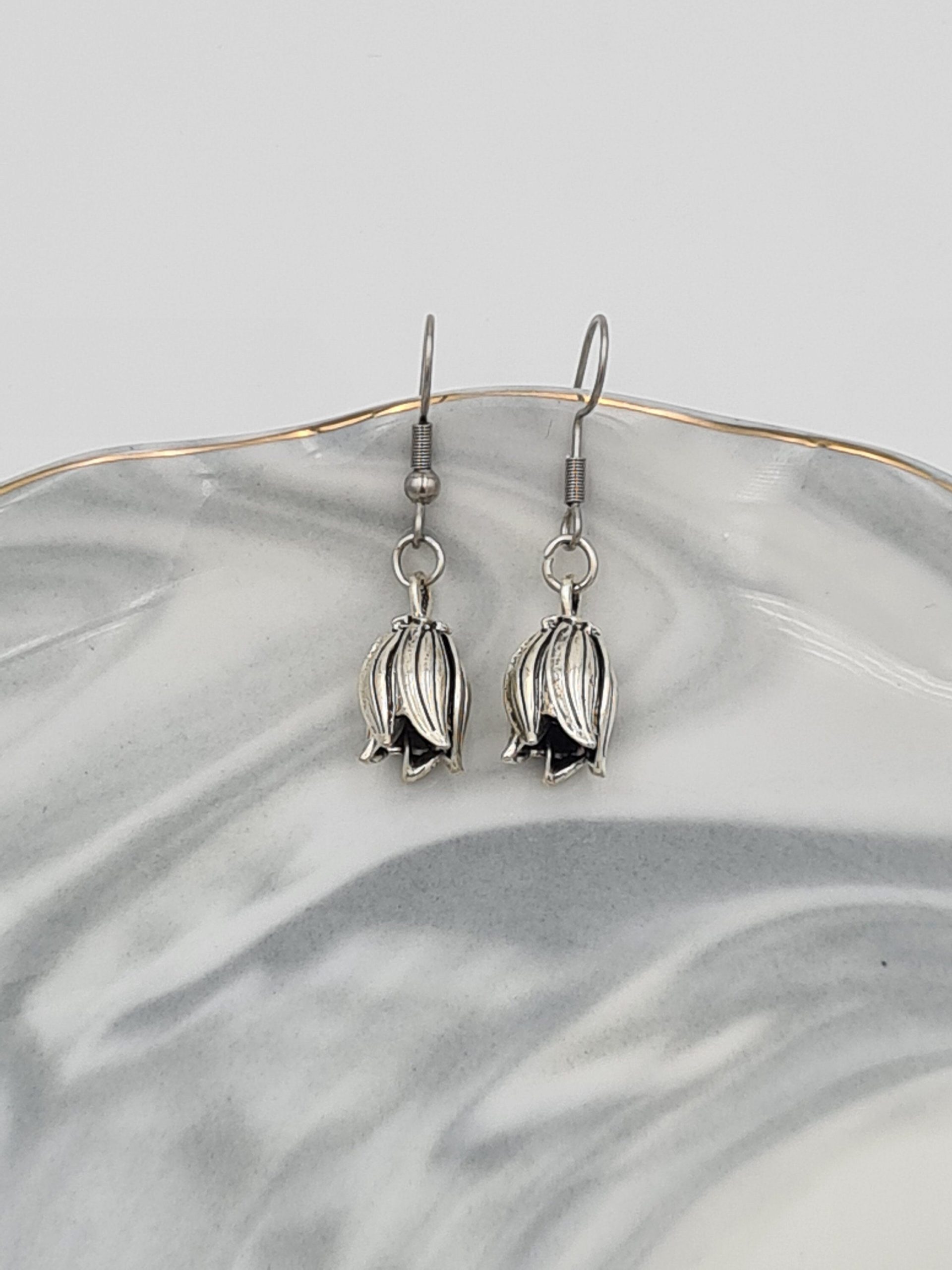 Silver Flower Bud Earrings