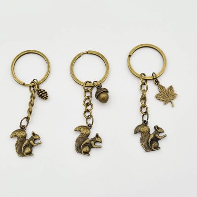 Fall Keyring, Acorn Keyring, Maple Leaf Keyring, Squirrel Keychain
