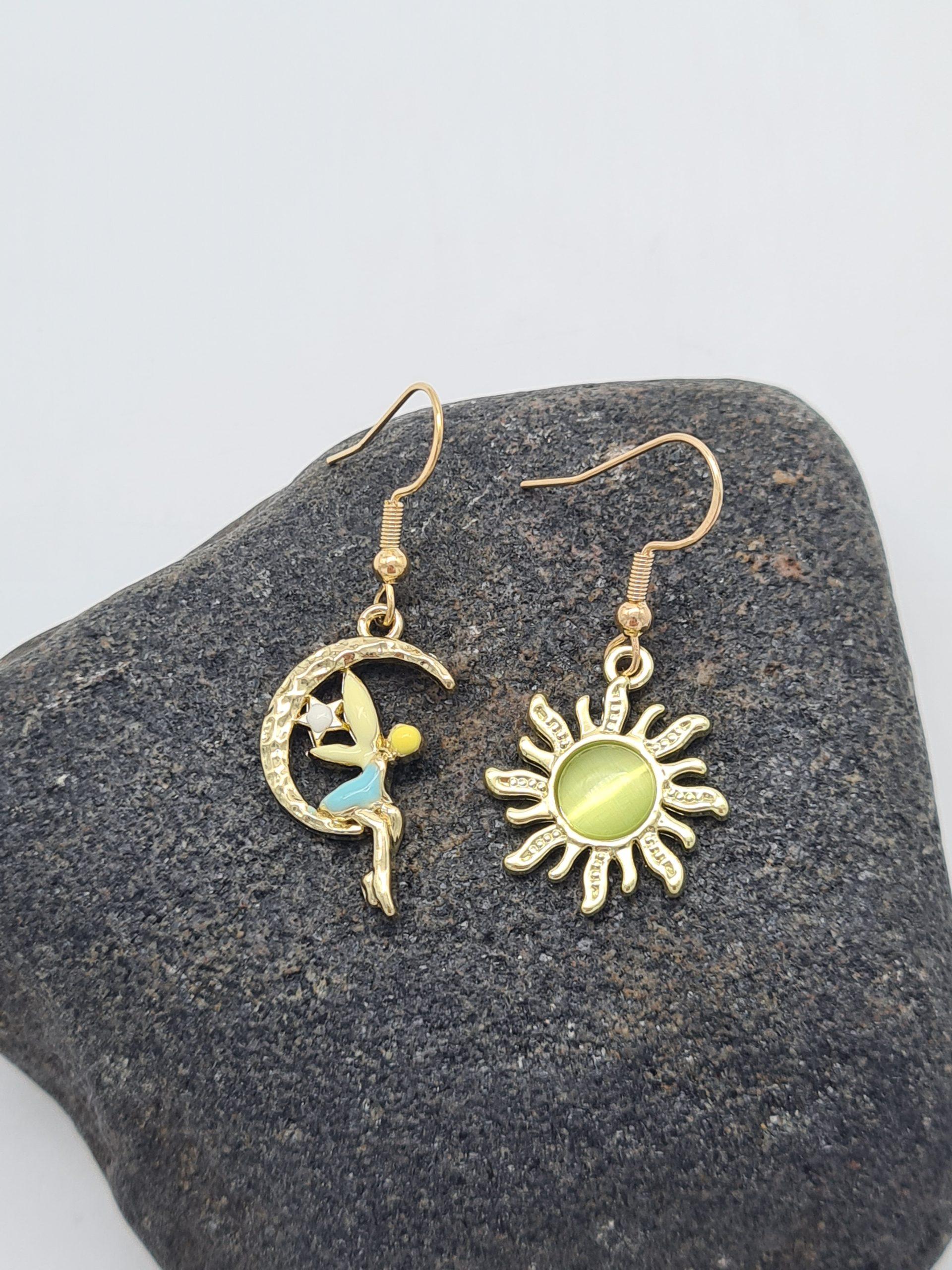 Mismatched Moon and Sun Earrings