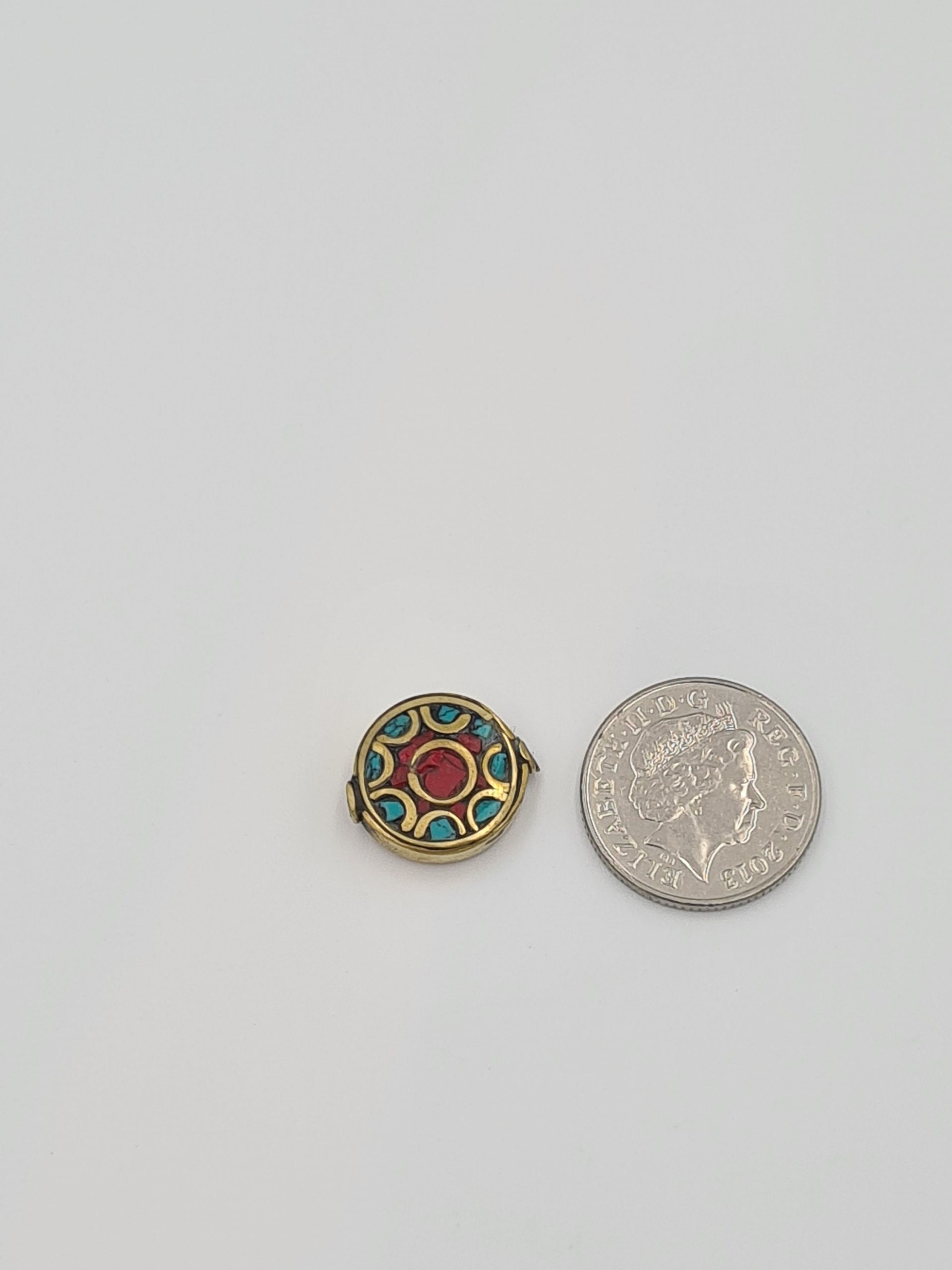 Nepalese/Tibetan Brass Beads, Pair Of Beads, Ethnic Tribal Beads, Turquoise, Coral, Lapiz Charms, Jewellery Making Beads - Image 6