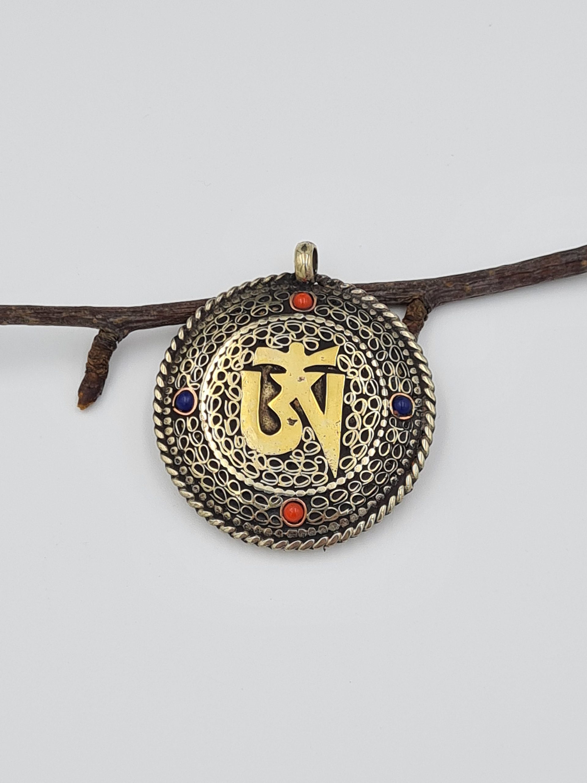 Tibetan/Nepalese OM Pendant, Brass Om Pendant, Buddhist Pendant, Bohemian, Nepalese Ethnic Jewellery, Gypsy Boho Style, Buddha Eye