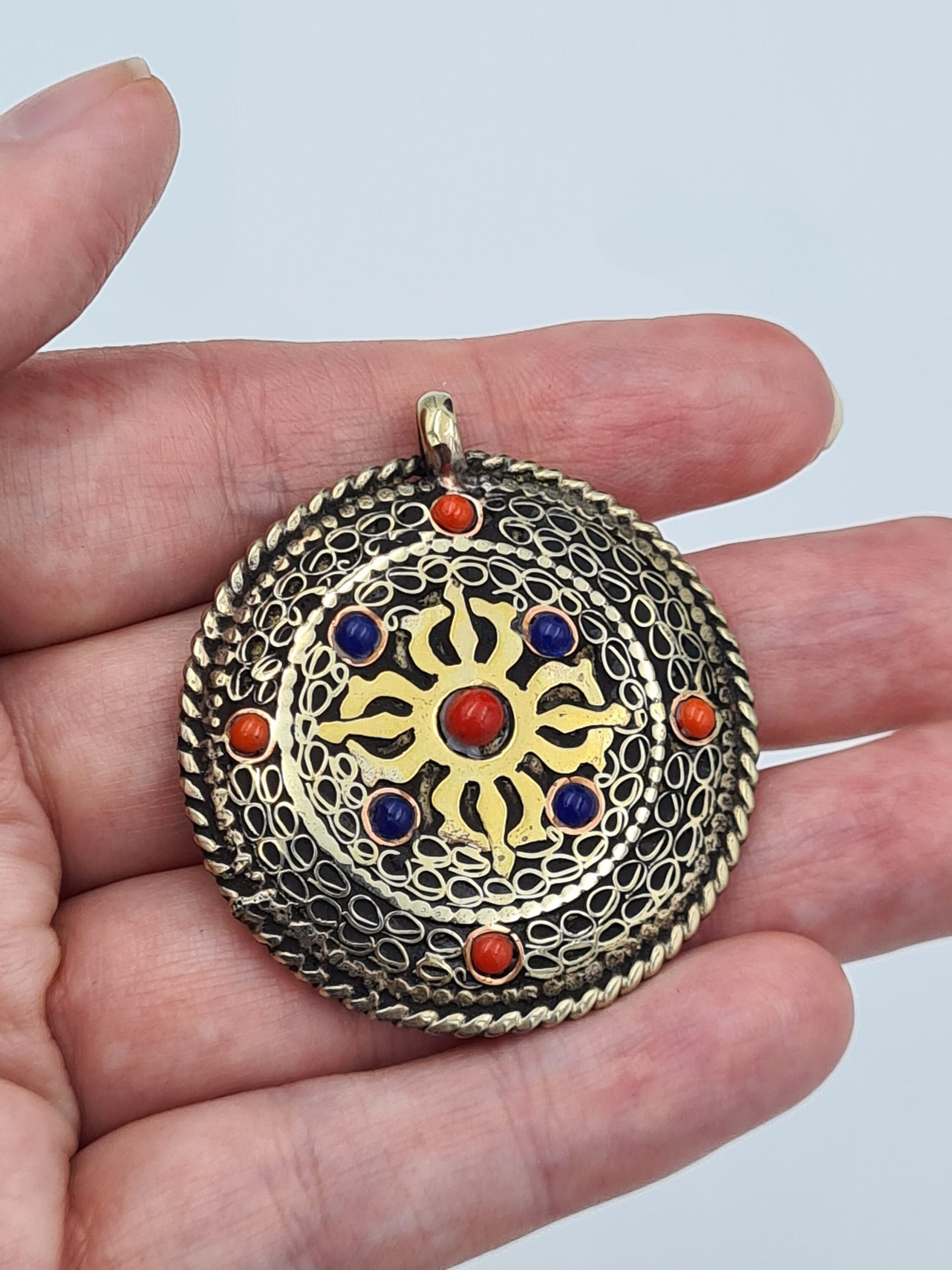 Tibetan/Nepalese OM Pendant, Brass Om Pendant, Buddhist Pendant, Bohemian, Nepalese Ethnic Jewellery, Gypsy Boho Style, Buddha Eye - Image 10