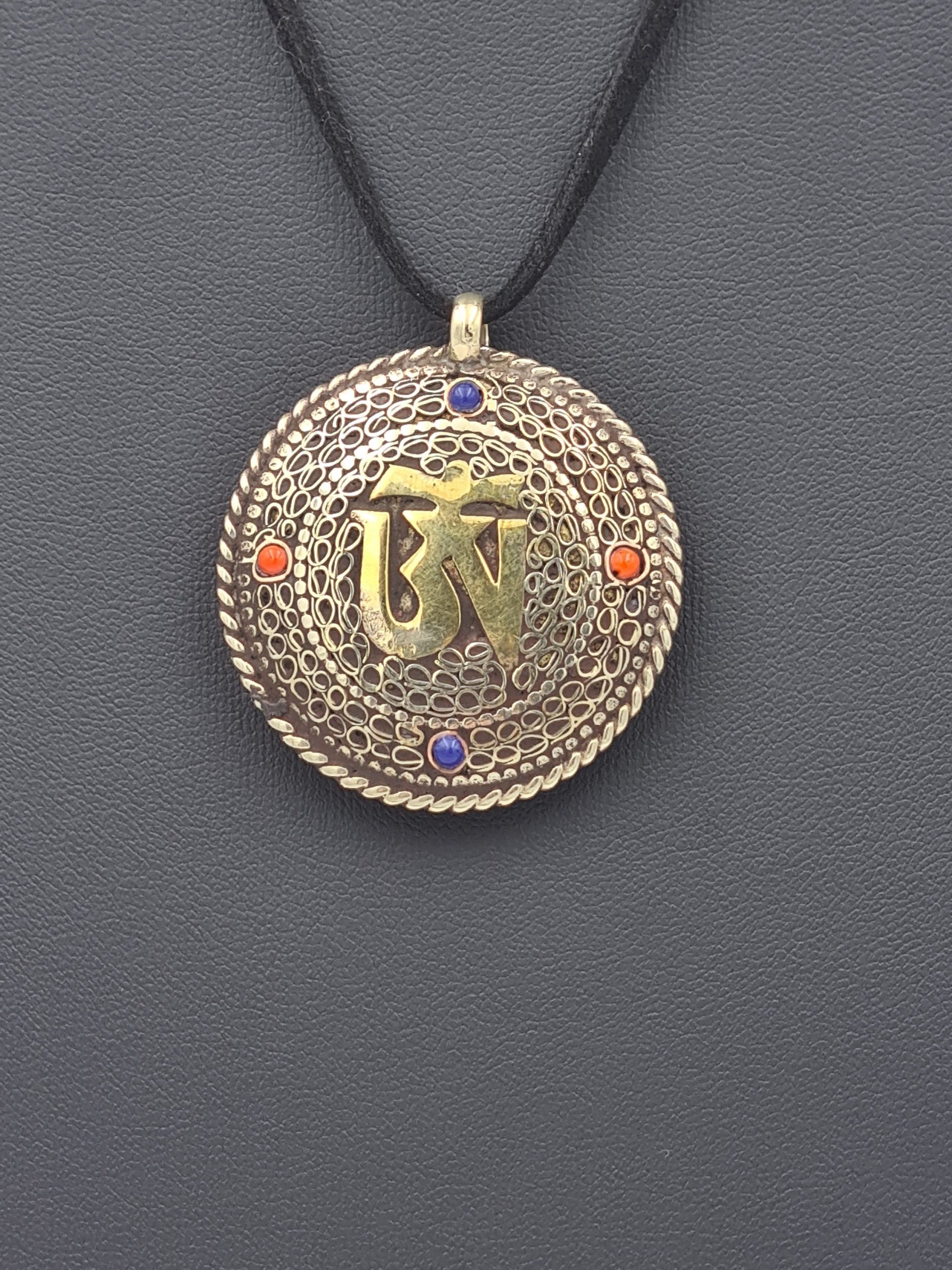 Tibetan/Nepalese OM Pendant, Brass Om Pendant, Buddhist Pendant, Bohemian, Nepalese Ethnic Jewellery, Gypsy Boho Style, Buddha Eye - Image 2