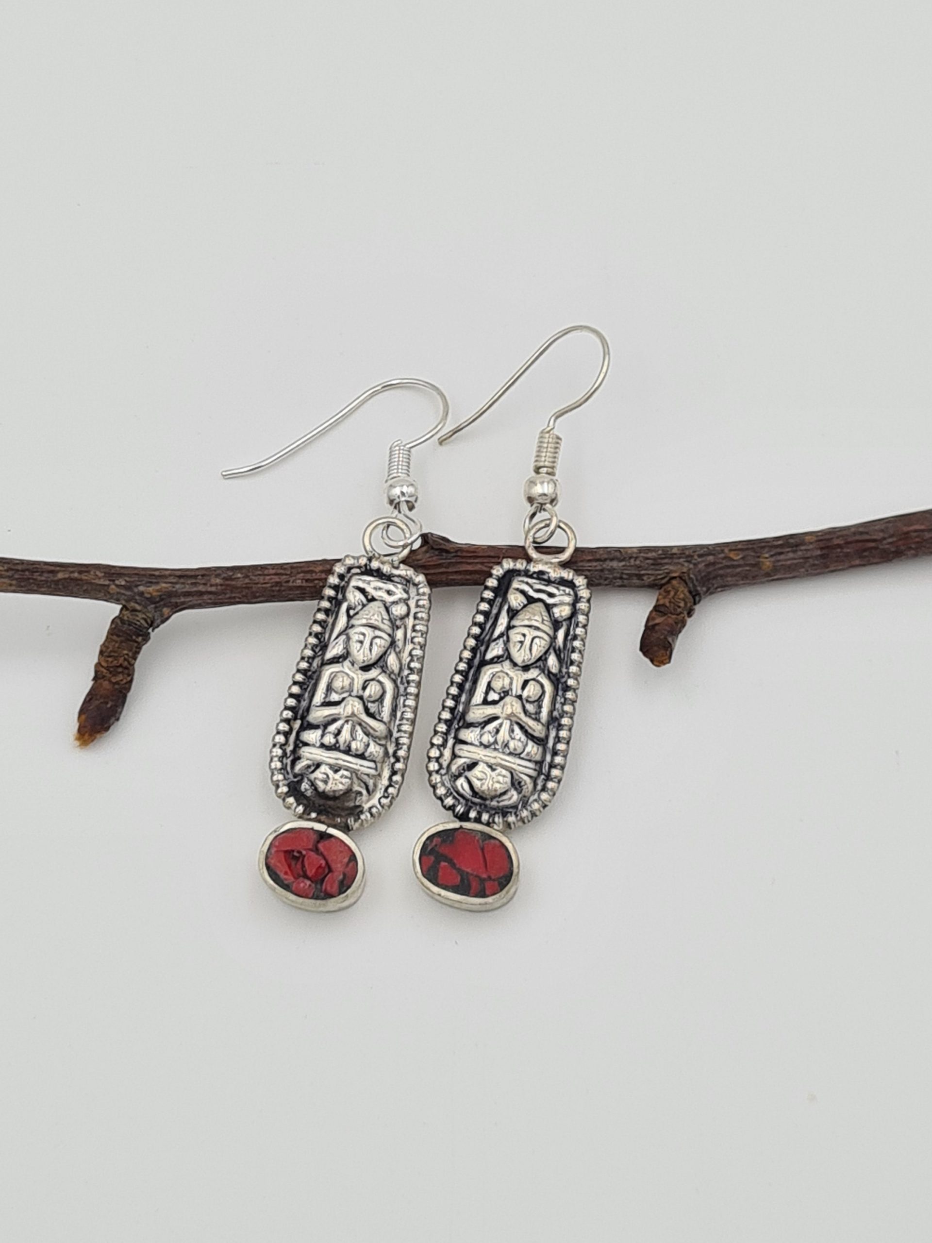 Buddha Earrings, Nepalese Earrings, Buddhist Earrings, Yoga Earrings, Boho style Jewellery, Rustic Earrings, Gift for Her