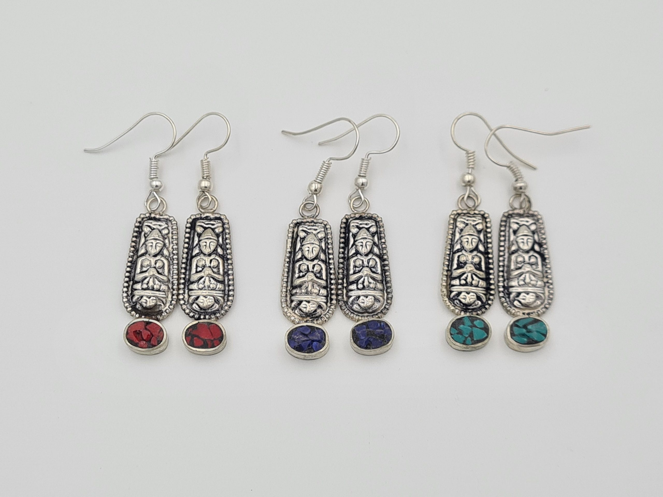 Buddha Earrings, Nepalese Earrings, Buddhist Earrings, Yoga Earrings, Boho style Jewellery, Rustic Earrings, Gift for Her - Image 3