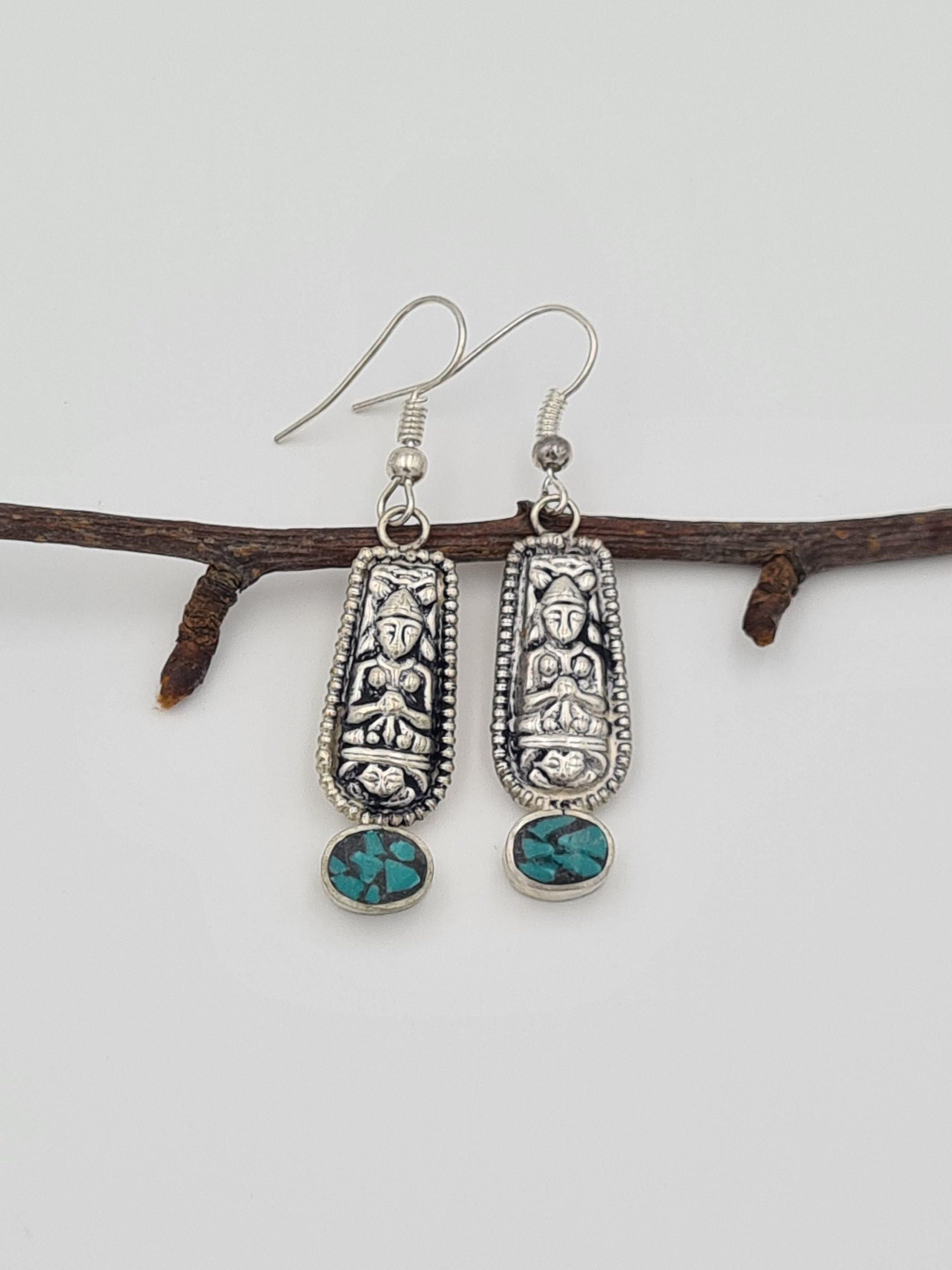 Buddha Earrings, Nepalese Earrings, Buddhist Earrings, Yoga Earrings, Boho style Jewellery, Rustic Earrings, Gift for Her - Image 2