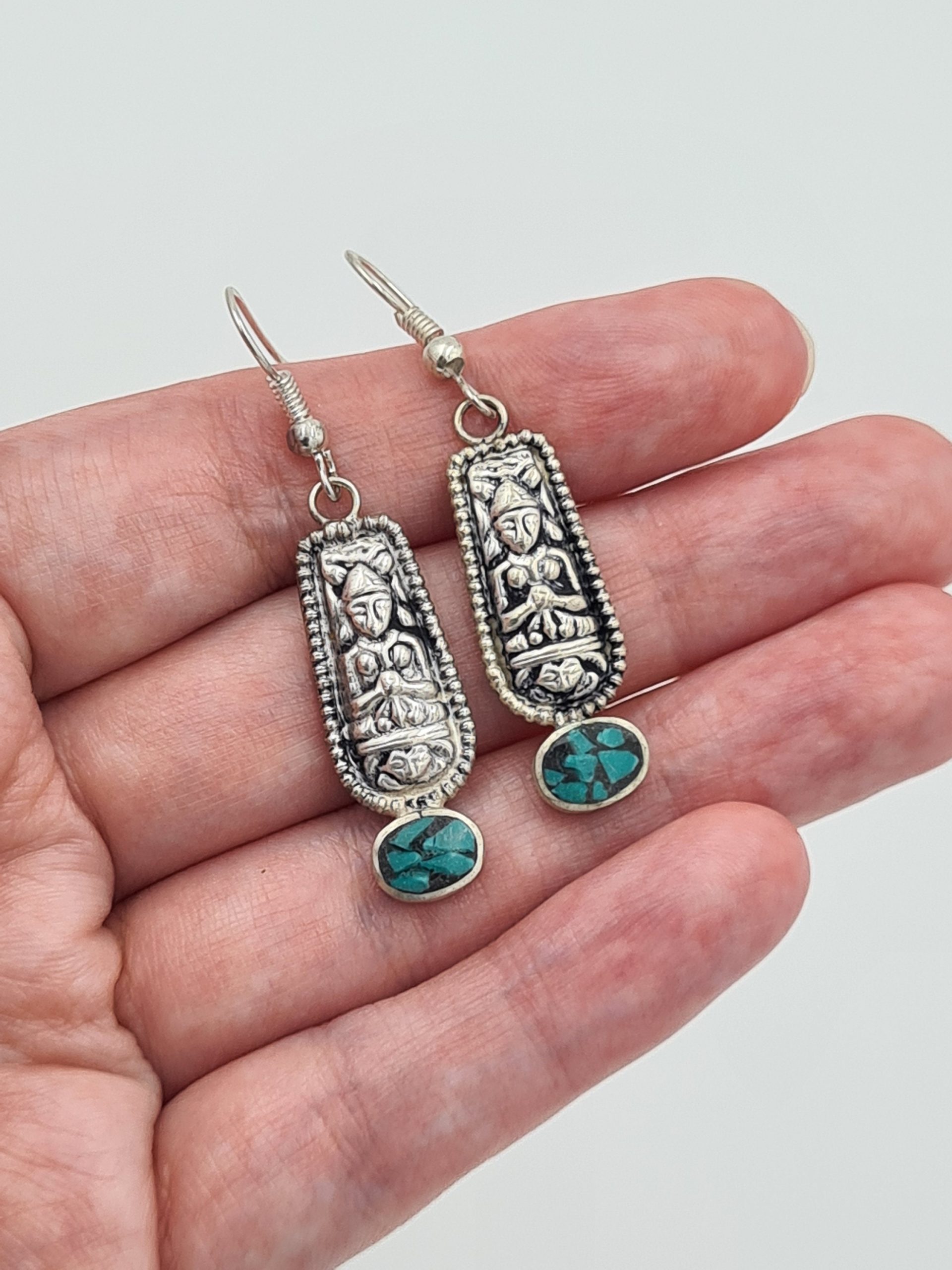 Buddha Earrings, Nepalese Earrings, Buddhist Earrings, Yoga Earrings, Boho style Jewellery, Rustic Earrings, Gift for Her - Image 7