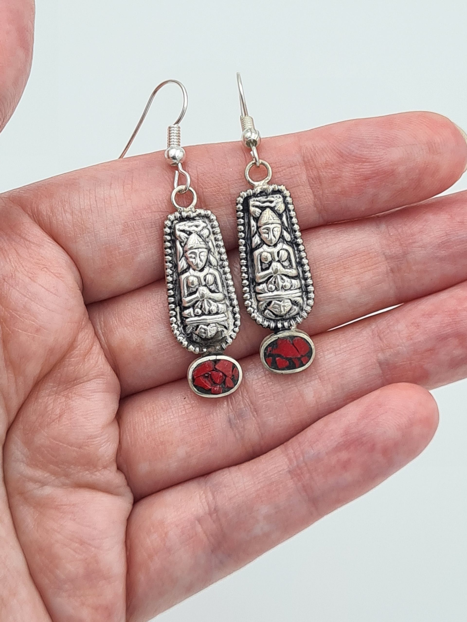 Buddha Earrings, Nepalese Earrings, Buddhist Earrings, Yoga Earrings, Boho style Jewellery, Rustic Earrings, Gift for Her - Image 8