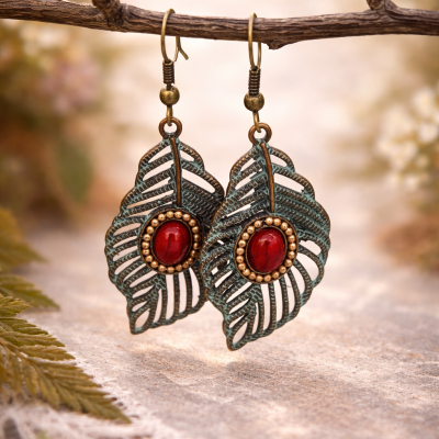 Green Leaf Earrings
