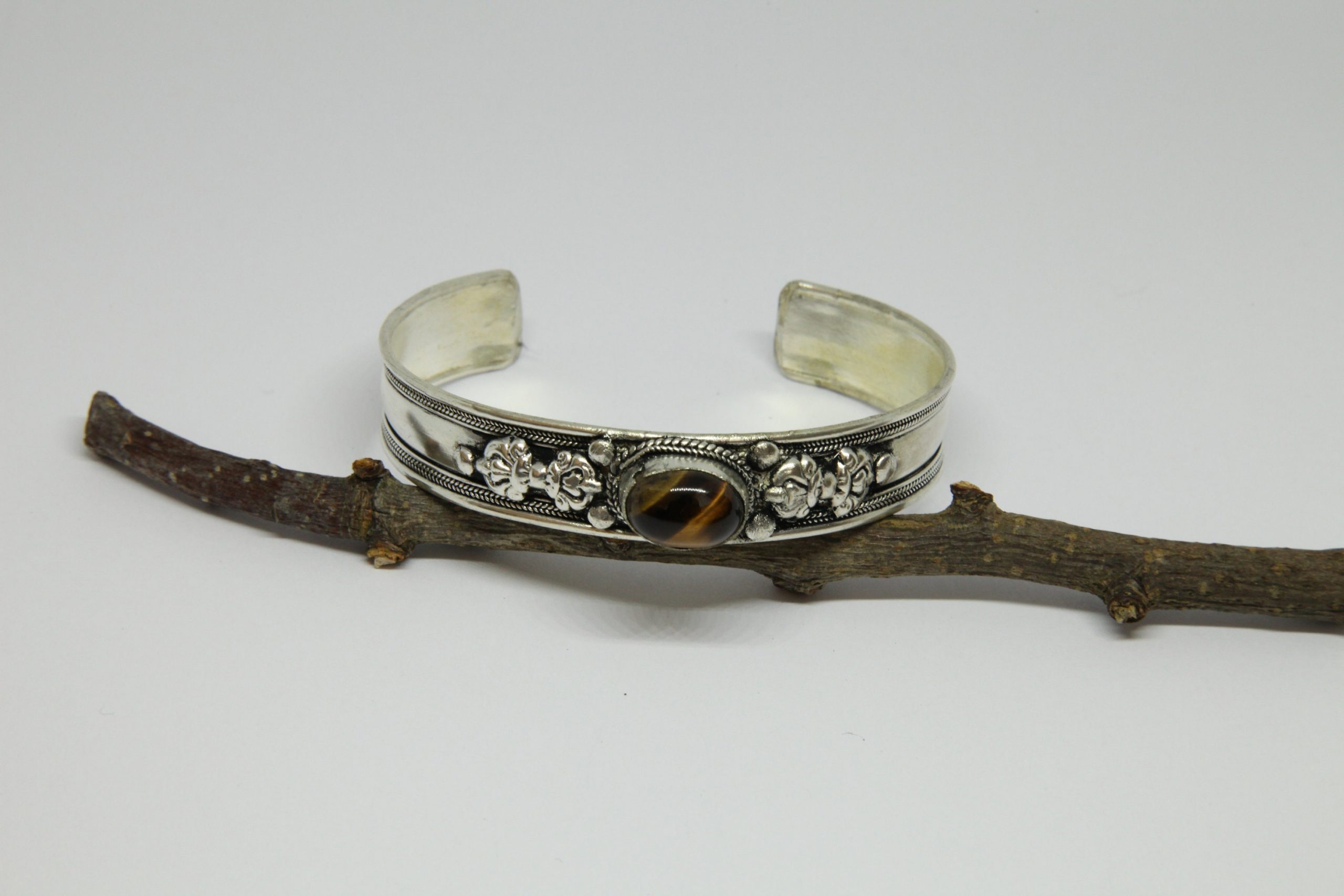 Tiger Eye Bangle, Ethnic Cuff Bracelet Bangle, Nepalese Bracelet, Tribal Ethnic Open Cuff Bracelet, Boho Rustic Style, Gift for Her/Him