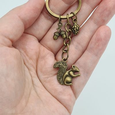 Fall Keyring, Autumn Keychain, Squirrel Key Ring, Squirrel Gift, Maple Leaf Keyring, Squirrel Keychain, Fun Keyring, Halloween Gift