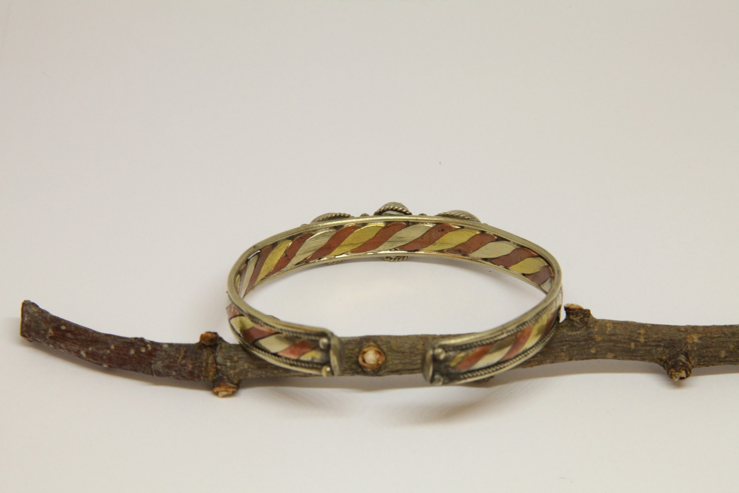 Mixed Metal Turquoise Bracelet Bangle, Nepalese Bracelet, Tribal Ethnic Open Cuff Bracelet, Boho Rustic Style, Gift for Her - Image 6