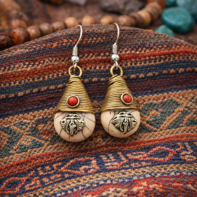 Bohemian White Teardrop Earrings