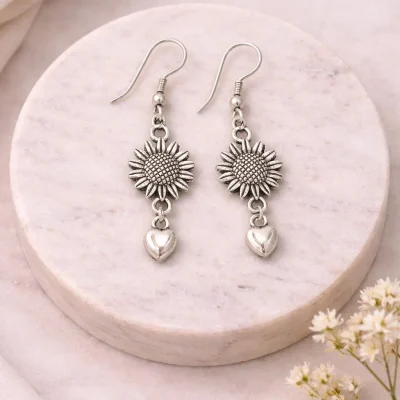 Silver Sunflower earrings